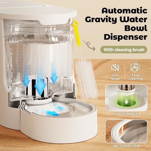 JUNSPOW Automatic Cat Feeder 2-in-1 Set with Stainless Steel Bowls