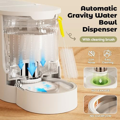 JUNSPOW Automatic Cat Feeder 2-in-1 Set with Stainless Steel Bowls