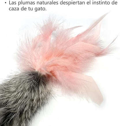 3 Pack Rabbit Fur Catnip Toys with Feathers – Interactive Carrot Cat Toys with Galls Fruit for Indoor Cats and Kittens