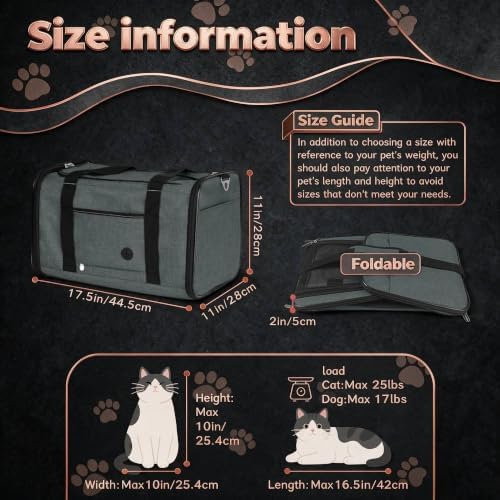 YUDODO 2 Packs 25 lbs Soft Sided Pet Carrier for Large Cat & Small Dog