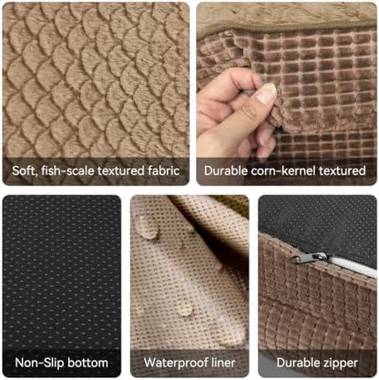 JOEJOY Orthopedic Dog Bed for Extra Large Dogs, XXL Egg-Crate Memory Foam Pet Bed with Bolster Sides, Waterproof Lining, Removable Washable Cover & Non-Slip Bottom, Brown