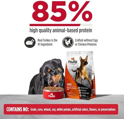 Nulo FreeStyle Adult Dry Dog Food - Turkey & Sweet Potato, Premium Grain Free Dog Food with Probiotics for Healthy Gut, Skin and Coat, Natural High Protein Kibble for Small, Medium, Large Breeds, 6lb