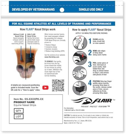 Flair Equine Nasal Strips for Horses (Brown, 6 Pack), Adhesive Equine Nasal Strips & Support, Breathing Improvement for Competition and Training Horses, Equine Health Supplies, Breathing Aid