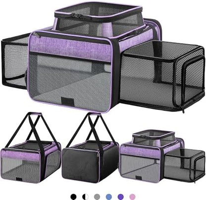 Top and 2 Sides Expandable Pet Carrier 17x11x9.5 TSA Airline Approved