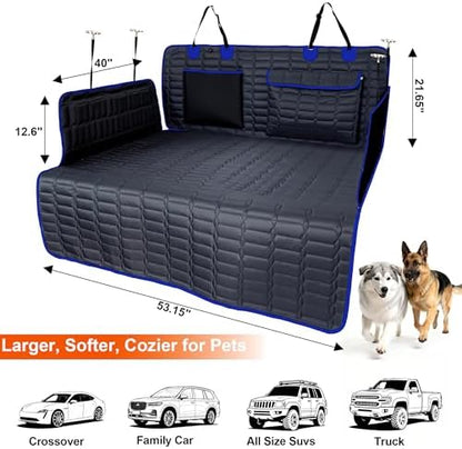 Reliadura SUV Cargo Liner for Dogs, Waterproof Pet Trunk Cover with Bumper Flap Protector, Non-Slip Scratchproof, Non-Slip Dog Seat Mat for SUVs, Large Size Cargo Liner Universal Fit Blue