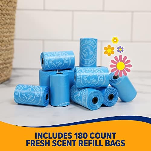 Arm & Hammer Disposable Dog & Cat Waste Bags, 180 Count, Blue, 9 x 14in