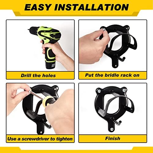 Dunzy 3 Pcs Bridle Hooks Horse Bridle Rack, Black