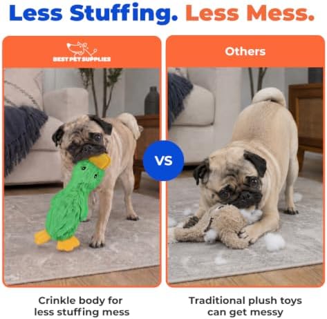 Best Pet Supplies Interactive Squeaky Dog Toy - Crinkle Duck, Green