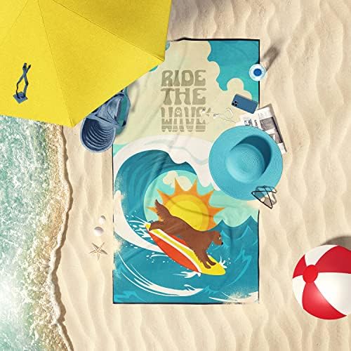 Caroline's Treasures MLM1227TWL3060 Surfer Dog Mahogany Golden Retriever Premium Beach Towel Oversized Towel Beach Blanket, Pool, Beach Essentials, Yoga, Premium Bath Towel, Quick Dry Plush