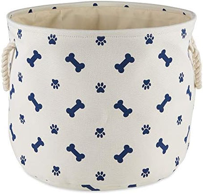 Bone Dry 5511 Pet Storage Collection Paw and Bone Print, Medium Round, Nautical Blue