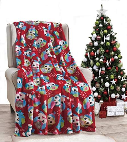 Valerian Luxury Velvet Super Soft Light Weight Blanket Prints Fleece Throw - All Year Round Home Decor, Fuzzy Warm and Cozy Throws, Couch and Gift, 50 x 60inch, Owl