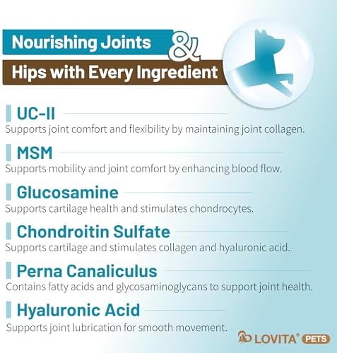 LOVITA Hip + Joint Supplement for Pets - Supports Mobility & Joint Health for Dogs & Cats - 60 Capsules, Chicken Flavor