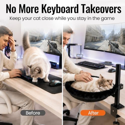Cat Desk Bed|Foldable Clamp On Hammock for Gaming Desk|Supports Up to 45 lb