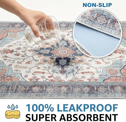 Washable Pee Pads for Dogs,Great Urine Absorbent Reusable Puppy Training Pads,Waterproof,Leak-Proof & Non-Slip Potty Pads for Whelping,Crate,Playpen,Bed.(Blue Floral,48"x48")