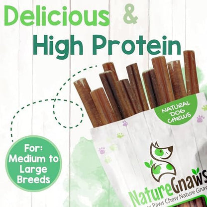 Nature Gnaws Extra Large Bully Sticks 11-12" Rawhide Free Dog Chew, 6 Count
