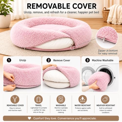 The Dog’s Bed Calming Donut Dog Bed, Machine Washable Removable Zip Cover
