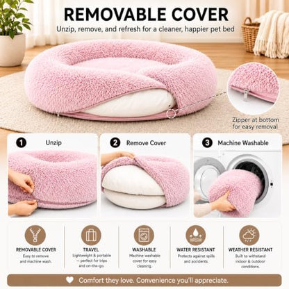 The Dog’s Bed Calming Donut Dog Bed, Machine Washable Removable Zip Cover