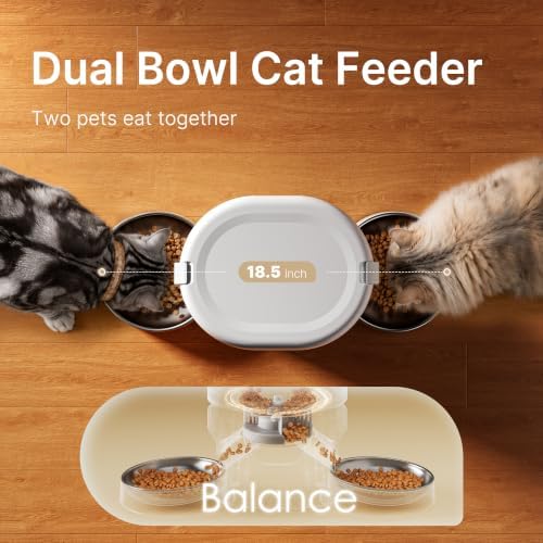 Automatic Cat Feeder for 2 Cats, Dual Cat Feeder with 5G WiFi APP