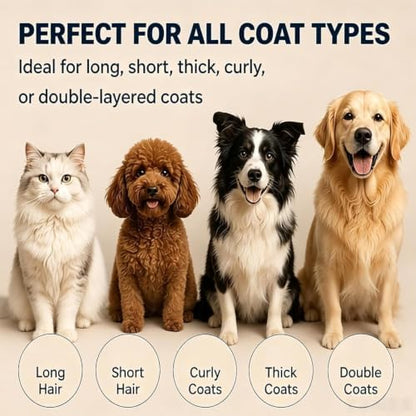 Dematting Comb for Dogs and Cats, Undercoat Pet Brush for Long Hair, Deshedding Brush for Dog Removes Tangles Knots and Loose Fur, 2-In-1 Double Tooth Comb Undercoat Rake Dog Brush