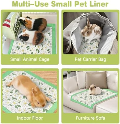 Fhiny 20 PCS Disposable Guinea Pig Pee Pads, 24'' x 36'' Super Absorbent Rabbit Cage Liner Odor Control Small Pet Cage Training Pads for Rabbit Bunny Ferret Cat Puppy and Other Small Animals