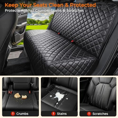 URPOWER Dog Car Seat Cover for Back Seat, Waterproof PU Leather