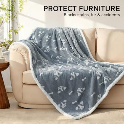 Luciphia Waterproof Dog Blanket Reversible Sherpa Fleece for Large Dogs Cat