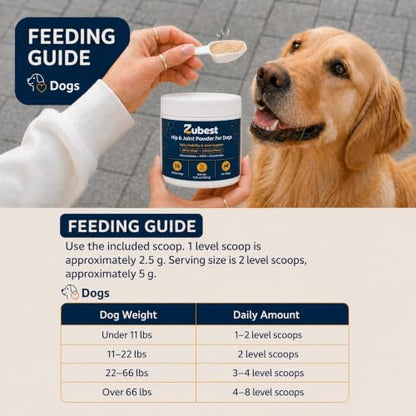 Zubest Hip & Joint Supplement for Dogs, Glucosamine Chondroitin MSM Powder