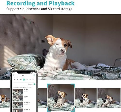 Armorcope Pet Camera, 2K HD Dog Camera with Phone APP, 360° Pan/Tilt View Puppy Cam, One Click Call for Baby Monitor, MagivPix Night Vision,Motion Tracking Alarm with Cloud/Local SD -2 Pack