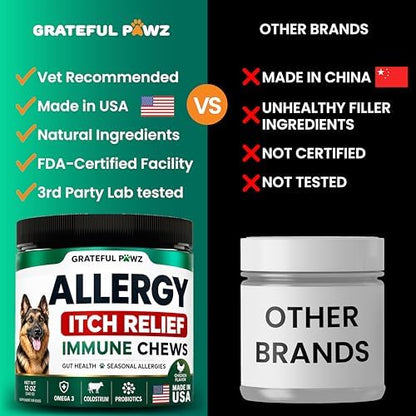 Dog Allergy Chews - Dog Allergy Relief - 170 Treats for Itchy Skin Relief