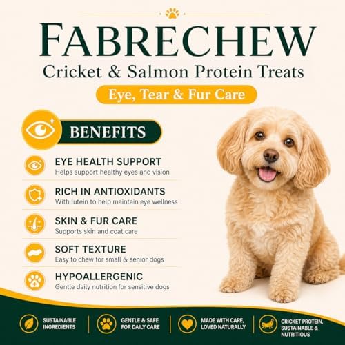 Cricket & Salmon Protein Dog Treats – Hypoallergenic High-Protein Soft Dental Chews for Sensitive Dogs 14 Pcs (Eye, Tear Marks & Fur Care)
