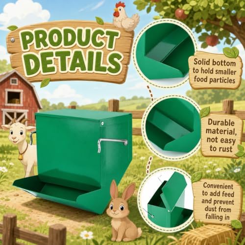 Maxcheck 2 Pcs Rabbit Feeder for Cages, 7.7 Inches, Solid Bottom, Green