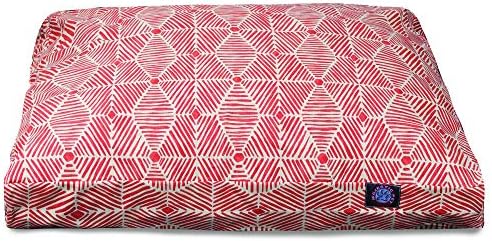 Majestic Pet Rectangular Dog Bed, Large, 44x36x5 in, Washable, Salmon Red