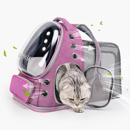 Cawypety Expandable Cat Backpack Large Space Cat Bubble Backpack Carrier