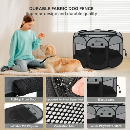 Siedihit Dark Grey Puppy Playpen for Large Dog Cat, Dogs Tent