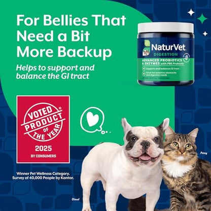 NaturVet Advanced Probiotics & Enzymes Supplement for Dogs & Cats - 4 oz