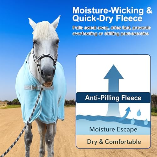 Horse Fleece Cooler Blanket, Moisture Wicking Post-Workout Drying