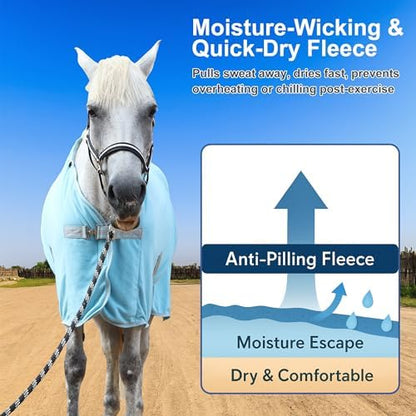 Horse Fleece Cooler Blanket, Moisture Wicking Post-Workout Drying