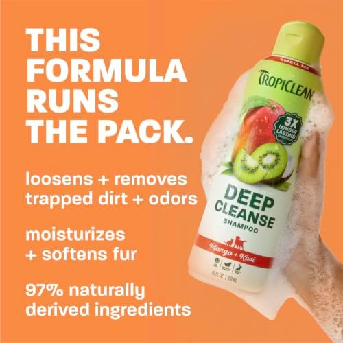 TropiClean Mango & Kiwi Dog Shampoo, 3X Longer Lasting Scent, 20oz