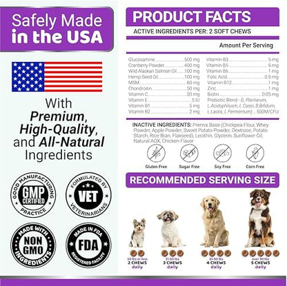 Dog Vitamins and Supplements, 240 Treats, Dog Multivitamin with Glucosamine