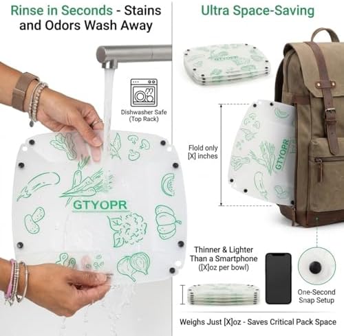 GTYOPR® Collapsible Camping Bowls 3-Pack - Foldable, Leakproof, Lightweight | BPA-Free Food-Grade PP for Hiking, Backpacking, Car Trips (Large)