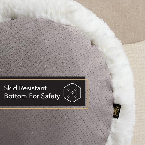 Town & Country Luxe CuddleTown Fuzzy Solid Donut Pet Bed, Soft, Cozy & Calming, Non-Slip Bottom, 100% Machine Washable, Cream, Small 24"x24"x7" Round