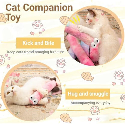 Cat Toys Pillows 3 Pack, Large 13” Cat Kicker Toys with Catnip Inside, Durable Interactive Cat Toys for Indoor Cats, Soft Kick Sticks for Exercise & Play
