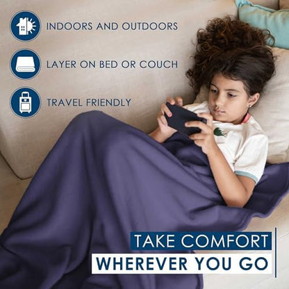 King Size Fleece Blanket | Comfy Supersoft Fleece Blanket – All-Season Light Weight Throw Blanket | Luxuriously Soft | Throw Blanket for Couch and Sofa | Machine Wash | Navy