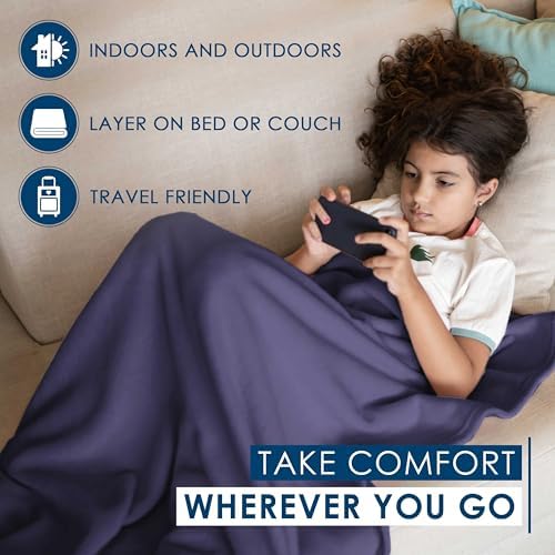Twin Size Fleece Bed Blanket | Comfy Supersoft Fleece Blanket – All-Season Light Weight Throw Blanket | Luxuriously Soft | Throw Blanket for Couch and Sofa | Machine Wash | Navy
