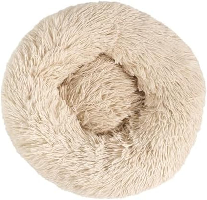 otoez Kitten Puppy Bed Extra Small XS Round Dog Cat Beds Anti Anxiety Plush Pet Calming Donut Bed with Non-Slip Waterproof Bottom, Washable (15.7", Taupe)