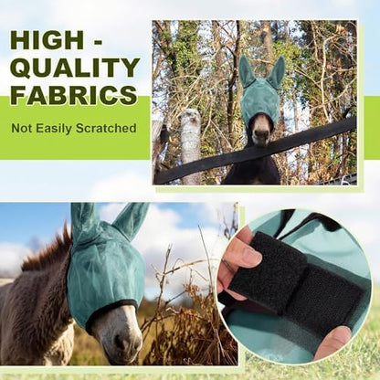 1 Pcs Mini Donkey Fly Mask with Ear Protection, Mint Green