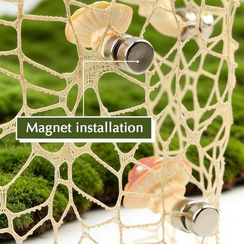 Jumping Spiders Hide Accessories, Glass Ball Hide Habitat Mushroom Platform, Small Spiders Enclosure Accessories with Artificial Grass and Nets for Climbing Resting