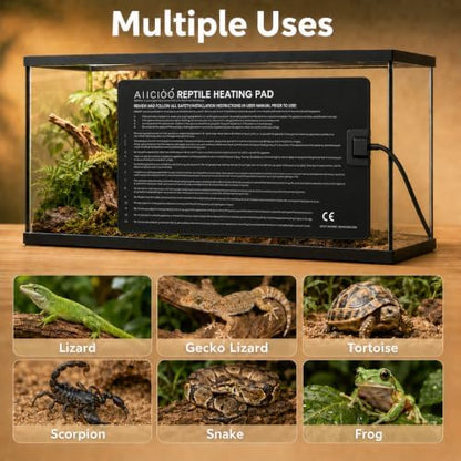 Aiicioo Reptile Heating Pad - Hermit Crab Heater Heat Mat for Reptiles Snake Lizard 24 Watt