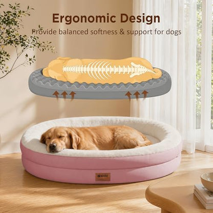 Waterproof Orthopedic Dog Bed for Extra Large Dogs, Pink