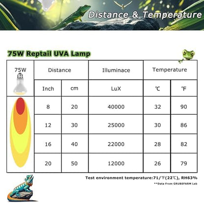 Reptile UVA Daylight Bulb, 75W Natural Sunlight Lamp for Habitats
